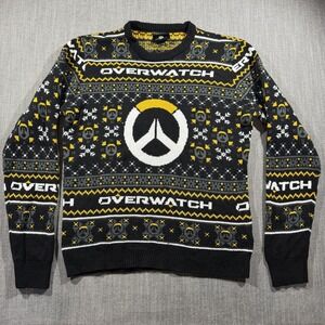 Overwatch Sweater Mens Large Black Fair Isle Christmas Ugly Holiday Pullover